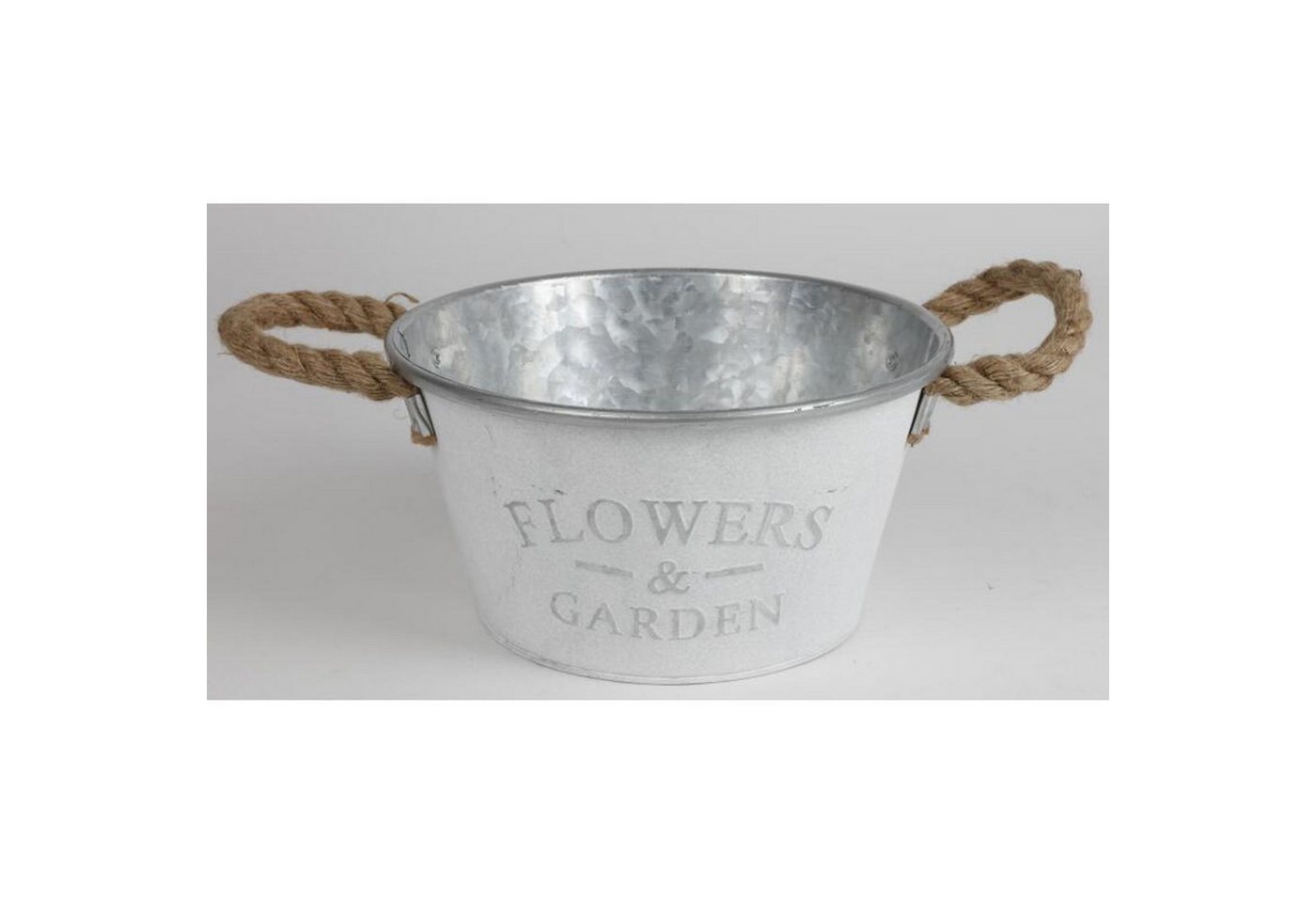 BURI Pflanzkübel 6x Pflanztopf Flowers weiß/silber 26x14cm Blumenschale Dekokorb von BURI