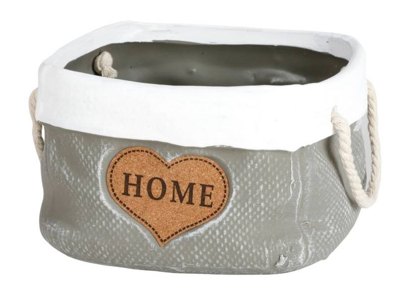 BURI Übertopf Keramik-Übertopf 19x12cm grau Sackoptik Blumentopf Pflanzentopf Garten von BURI