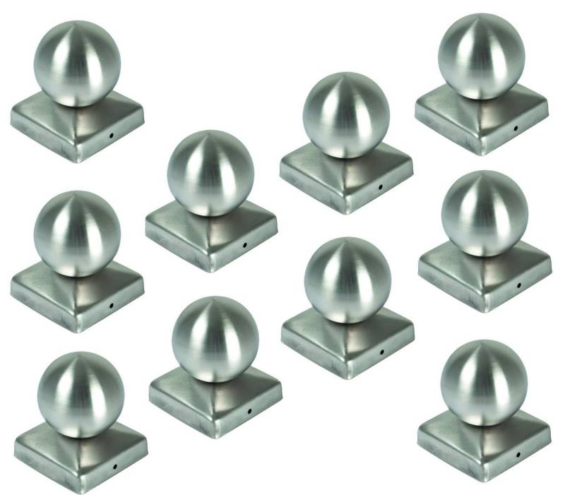 BURI Pfostenkappe 10x Edelstahl Pfostenkappe Kugel 90 x 90 mm Zaunkappe Zierkappe Pfahl von BURI