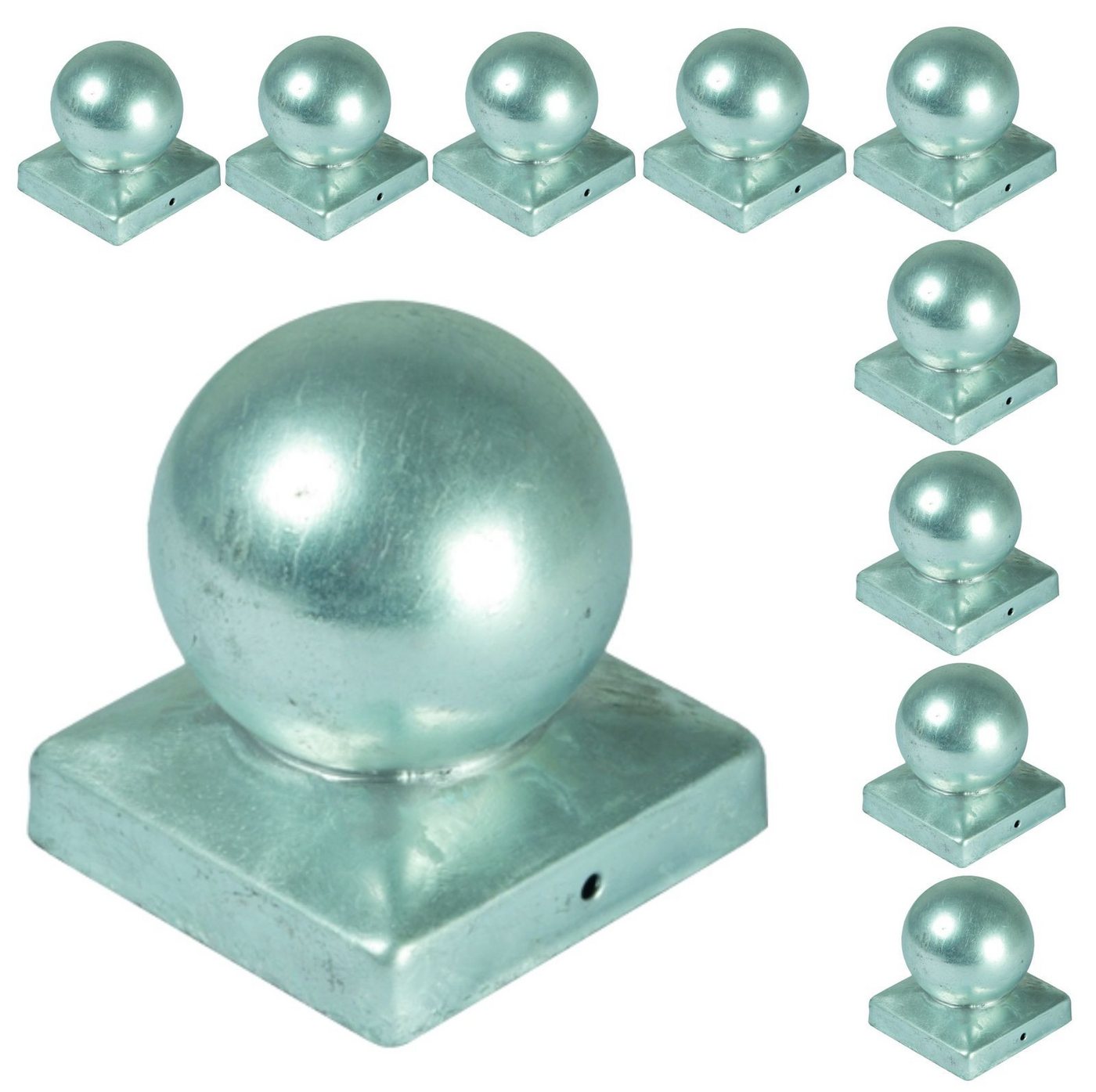BURI Pfostenkappe 10x Pfostenkappe Kugel 7x7 cm Zaunkappe Zierkappe Pfahl Kappe verzinkt BURI Pfostenkappe 10x Pfostenkappe Kugel 7x7 cm Zaunkappe Zierkappe Pfahl Kappe verzinkt von BURI