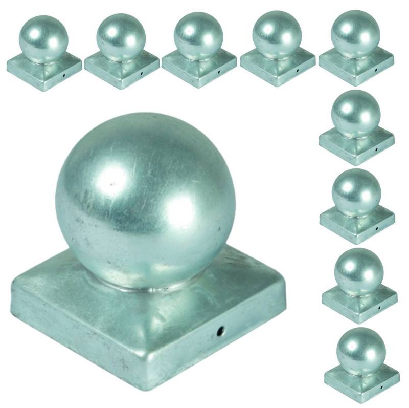 BURI Pfostenkappe 10x Pfostenkappe Kugel 7x7 cm Zaunkappe Zierkappe Pfahl Kappe verzinkt von BURI