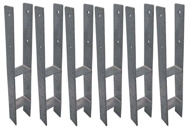 BURI Pfostenträger 6 Stück H-Anker Pfostenträger feuerverzinkt 101 / 600 mm H-Träger von BURI