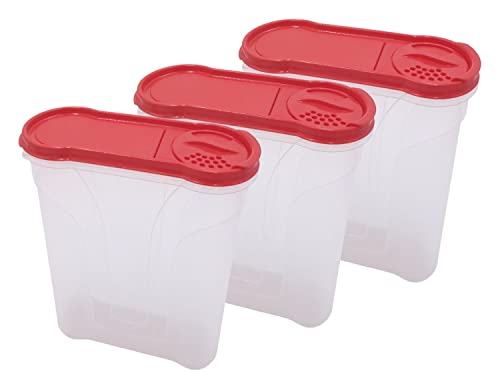 BURI Rival Aufbewahrungsbox-Set 3 x 4 Liter rot Aufbewahrungsdosen Schüttdosen Vorratsdosen mit aromadichtem Deckel für Müsli, Cornflakes, Hundefutter, Waschpulver - lebensmittelecht & BPA-frei von BURI