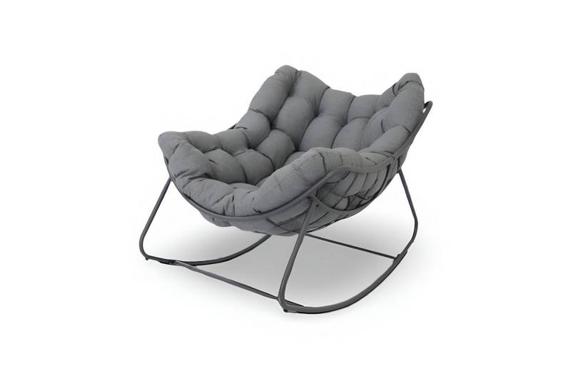 BURI Schaukelstuhl Lounge Schaukelstuhl mit Kissen 96x120cm Stahlgestell Lesesessel grau von BURI