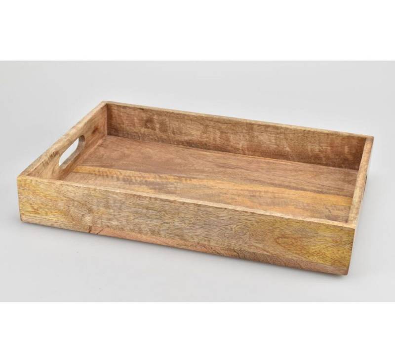 BURI Servierbrett 4x BURI Servierbrettchen Tablett Mango Holz Griff Küchen Kochen Speise, Holz von BURI