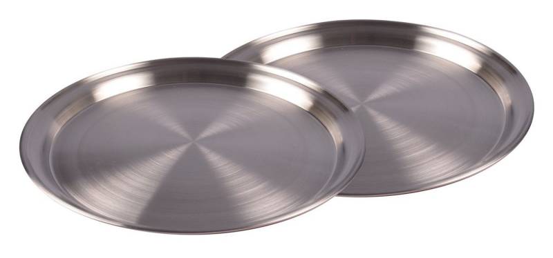 BURI Servierplatte 2er-Set Edelstahl Tablett 35cm Serviertablett Frühstückstablett Kerzen, Edelstahl von BURI