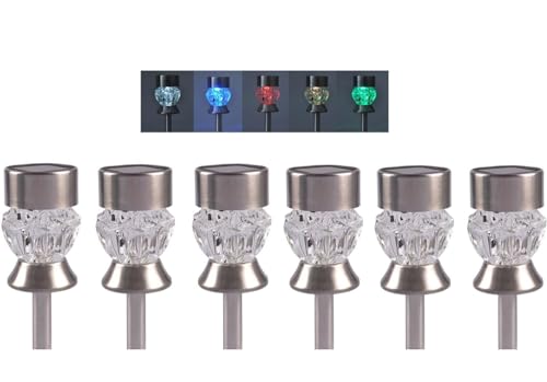 BURI Solarleuchten Diamant Farbwechsler 6er-Set Solarlampen Gartenlampe Solarleuchte von BURI