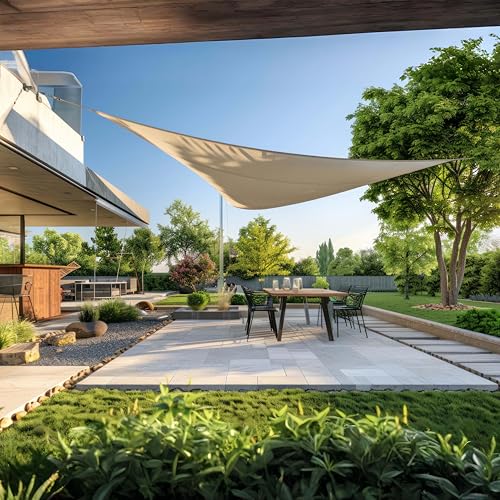 BURI Sonnensegel Dreieckig 510x524x509cm Beige/Creme | UV-Schutz 50+ & Wasserabweisend | Robustes Polyester mit Spannseilen | Ideal für Garten, Balkon, Terrasse & Camping BURI Sonnensegel Dreieckig 510x524x509cm Beige/Creme | UV-Schutz 50+ & Wasserabweisend | Robustes Polyester mit Spannseilen | Ideal für Garten, Balkon, Terrasse & Camping von BURI