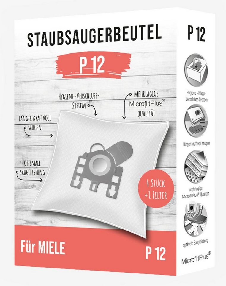 BURI Staubsaugerbeutel 5x 4 Stück + 1 Filter Staubsaugerbeutel P12 für MIELE S- 230-800 von BURI