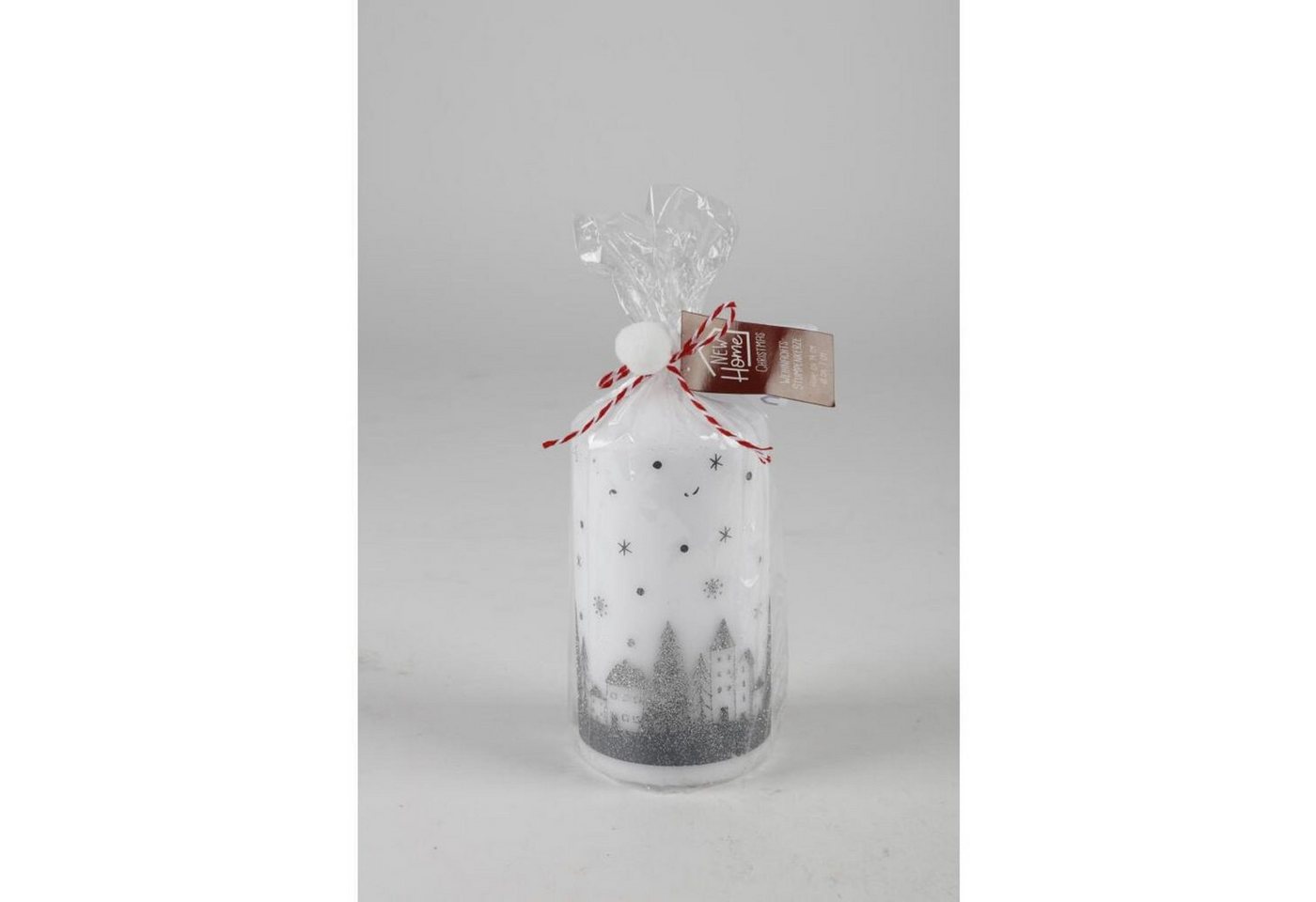 BURI Stumpenkerze 12 Stück weihnachtliche Stumpenkerzen Wintermotiv 7x14cm Dekoration von BURI