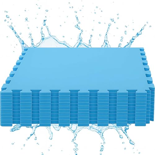 BURI Summer Poolmatte 36er Set | 50x50 cm pro Matte | 9,00 m² Gesamtfläche | Blau | rutschfeste Bodenfliesen für Pool, Whirlpool, Garten & Fitness | 4 mm dick | Erweiterbares Stecksystem von BURI