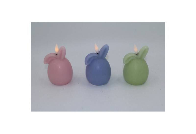 BURI Tafelkerze 12x Flammenlose LED Kerzen Ei Hasenohren Elektrische Teelichter Ostern von BURI