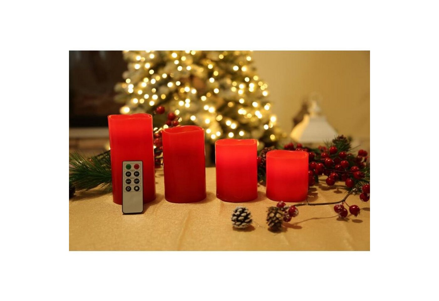 BURI Tafelkerze 12x LED Echtwachs Kerzen 4er Set Teelichter Tischdekoration Leuchten W von BURI