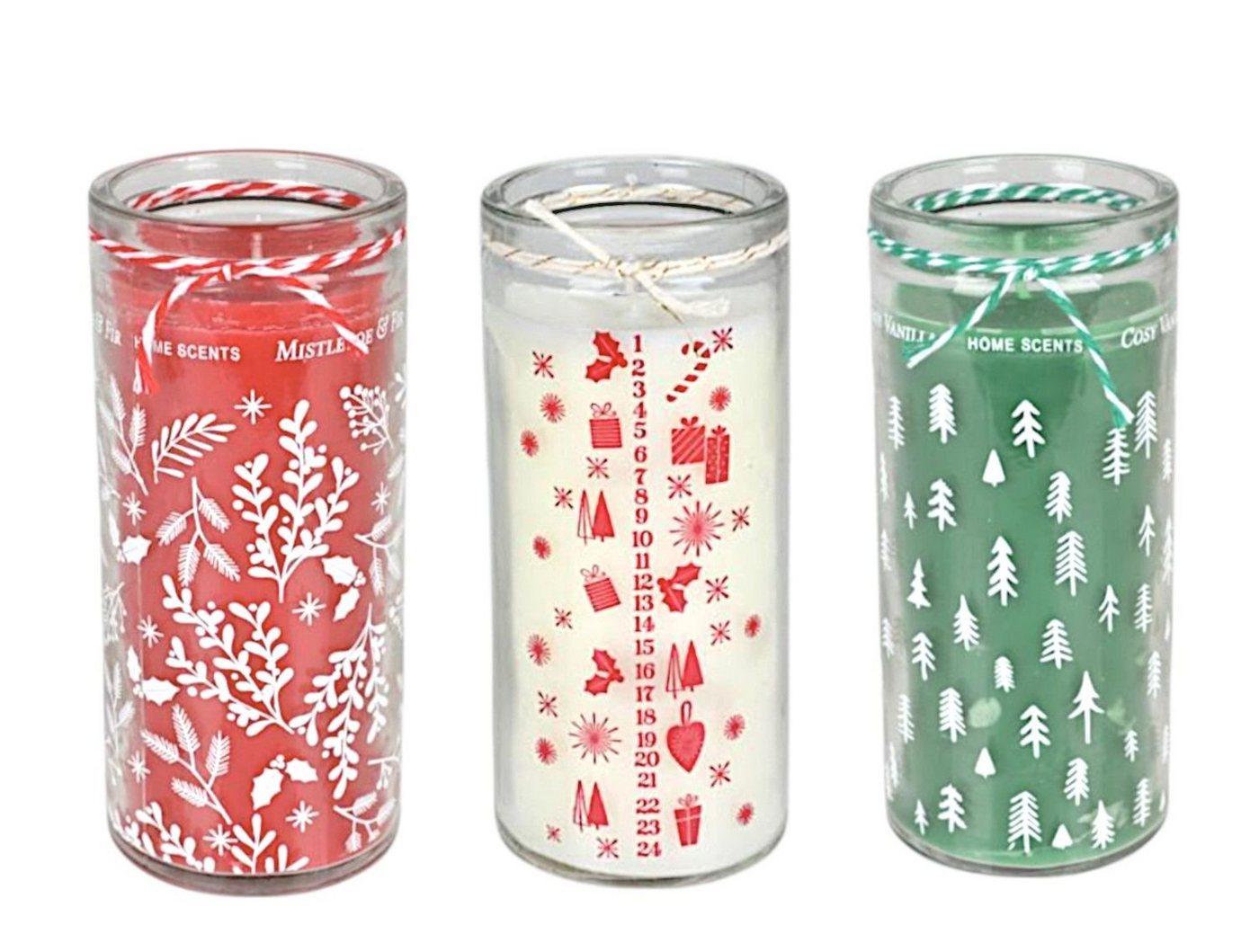 BURI Tafelkerze Duftkerze im Glas Winterduft Weihnachtsduft Aromakerze Weihnachtskerze von BURI