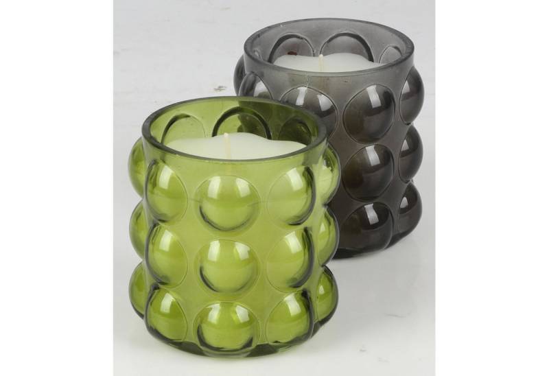 BURI Tafelkerze Kerze im Bubble Glas 9er Set 10x10 cm Dekokerze Windlicht Glas von BURI