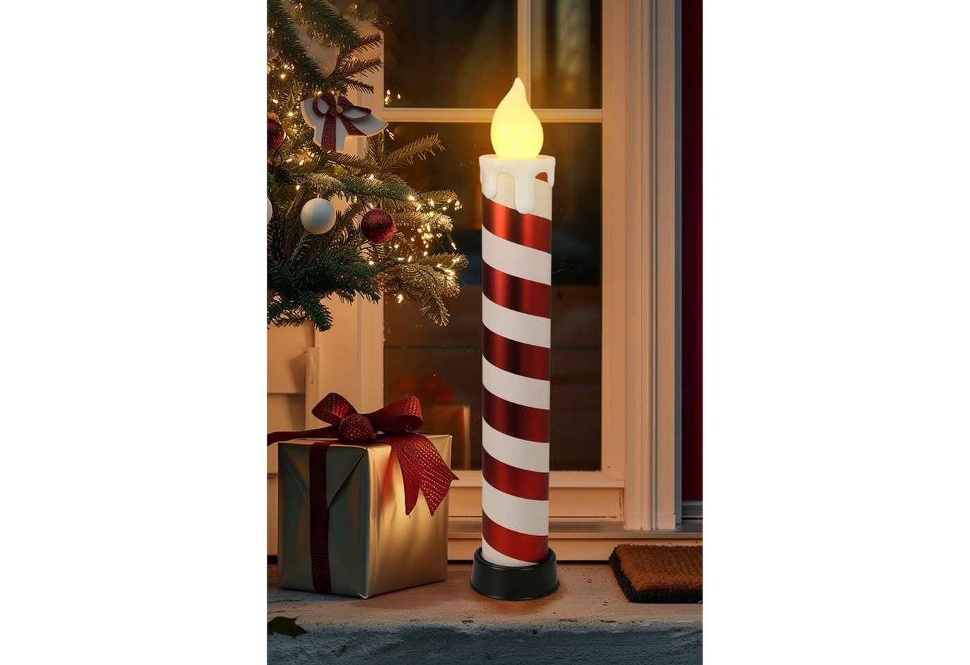 BURI Tafelkerze LED Candy Kerze Ø15 x H82,5 cm WW 4 Stück Outdoor von BURI