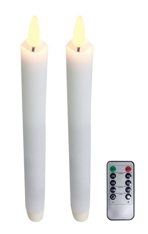 BURI Tafelkerze LED Wachs Tischkerzen 2er-Set warmweiß 24,5cm Tafelkerzen Spitzkerzen BURI Tafelkerze LED Wachs Tischkerzen 2er-Set warmweiß 24,5cm Tafelkerzen Spitzkerzen von BURI