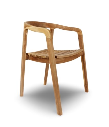 BURI Teaksessel 53x55x78cm Sessel aus Teakholz Stuhl Holz Möbel Teak Modern Stabil Balkon Esszimmer Holzstuhl Gartenmöbel Balkonstuhl Esszimmerstuhl Küchenstuhl Wohnen Holzsessel Teakstuhl von BURI