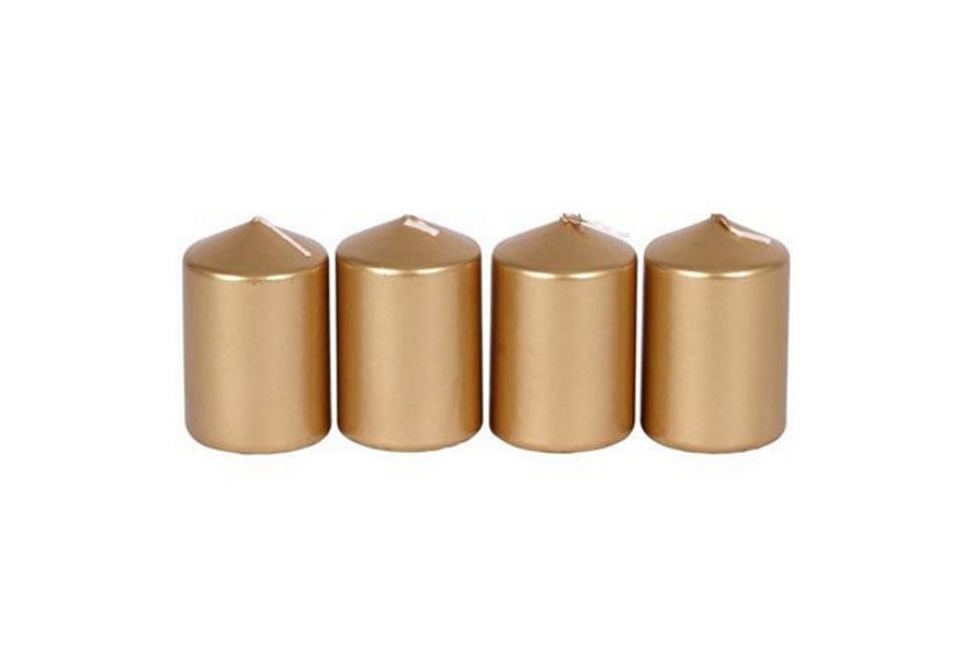 BURI Stumpenkerze Metallic-Stumpenkerzen gold 4er-Set Adventskerzen Weihnachtskerzen Tis von BURI