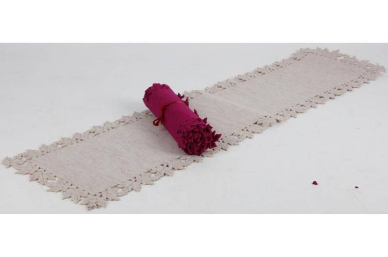 BURI Tischdecke 12x BURI Tischläufer Blätterrand 120x30cm Band Dekoration Untersetzer (12-tlg) von BURI