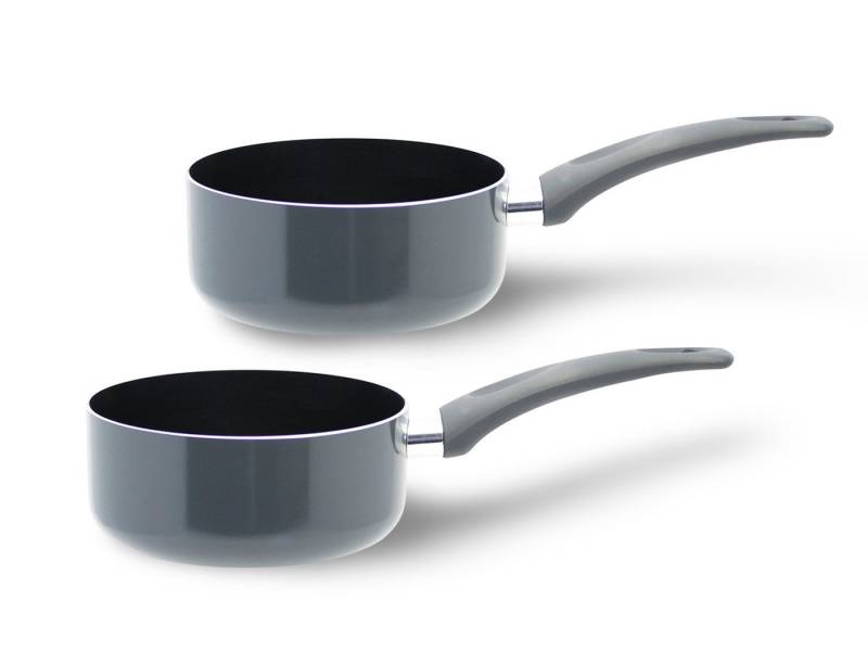 BURI Topf-Set 2er Set Kasserolle PFAS-frei 16cm Alu Kochtöpfe Töpfe Topf Topfset 2x, Aluminium von BURI