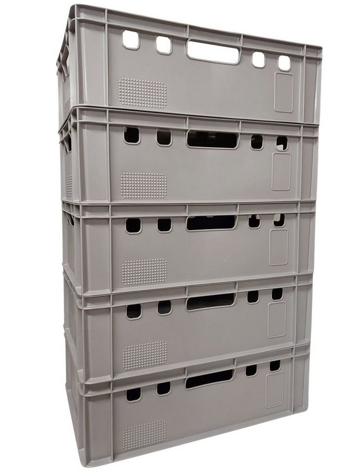 BURI Transportbehälter 5x Eurofleischkiste grau E2 Kisten 600x400x125 mm Fleischkasten Lagerk von BURI