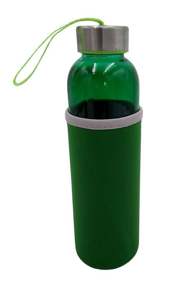 BURI Trinkflasche Glas Trinkflasche 0,5L mit Schutzhülle Wasserflasche Glasflasche von BURI