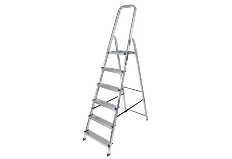 BURI Trittleiter Alu-Klapptrittleiter 6stufig Trittleiter mit Plattform Stehleiter von BURI