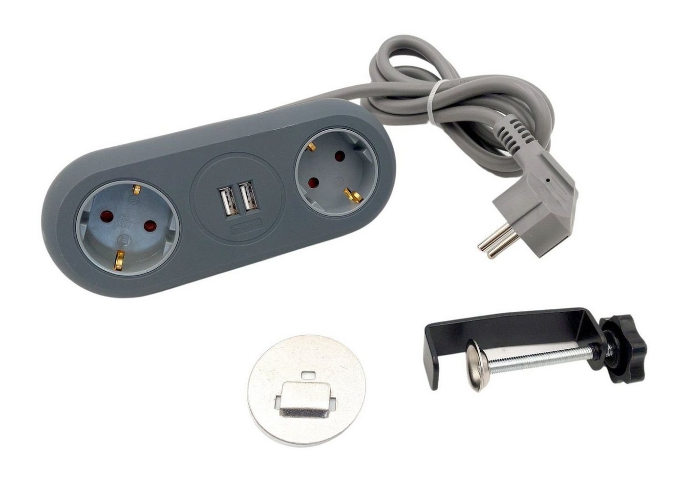 BURI Unitec Tischsteckdose 2-fach mit 2x USB Steckdosenleiste Verteiler Mehrfachsteckdose BURI Unitec Tischsteckdose 2-fach mit 2x USB Steckdosenleiste Verteiler Mehrfachsteckdose von BURI