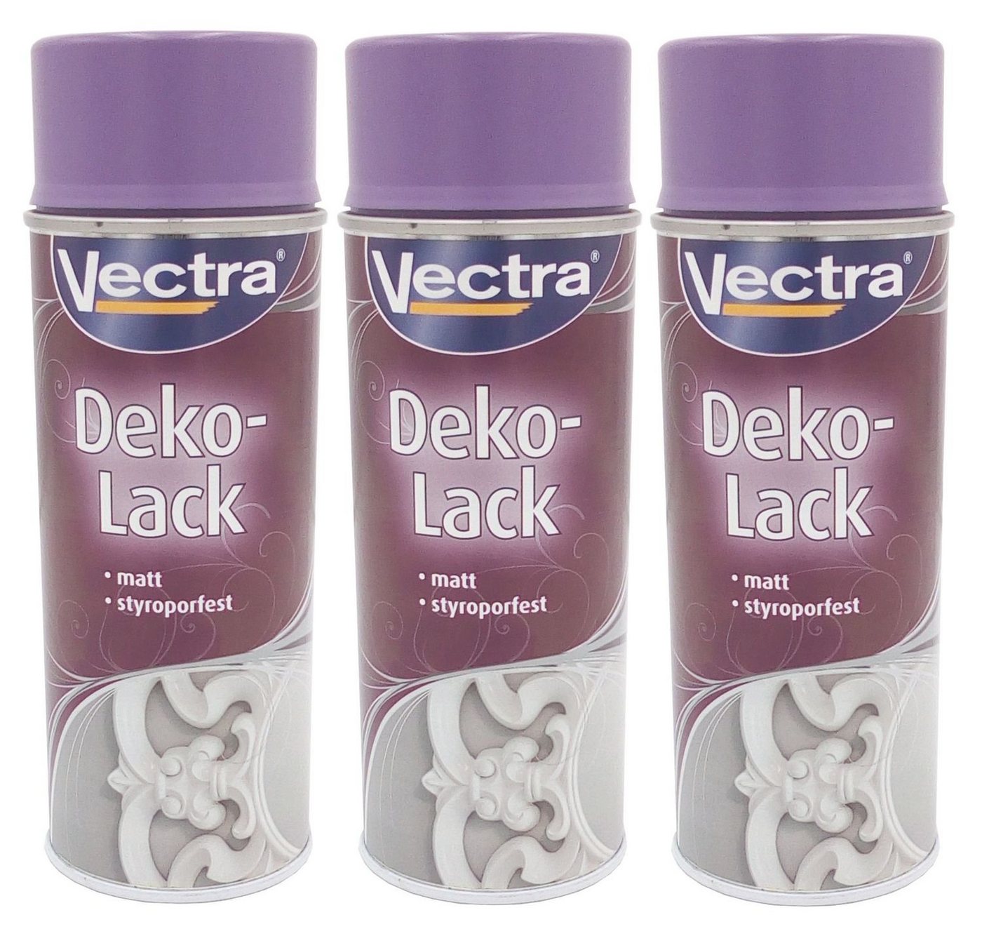 BURI Vollton- und Abtönfarbe 3x Vectra® Dekolack blaulila matt 400ml Lackspray Farbspray Sprühdose von BURI