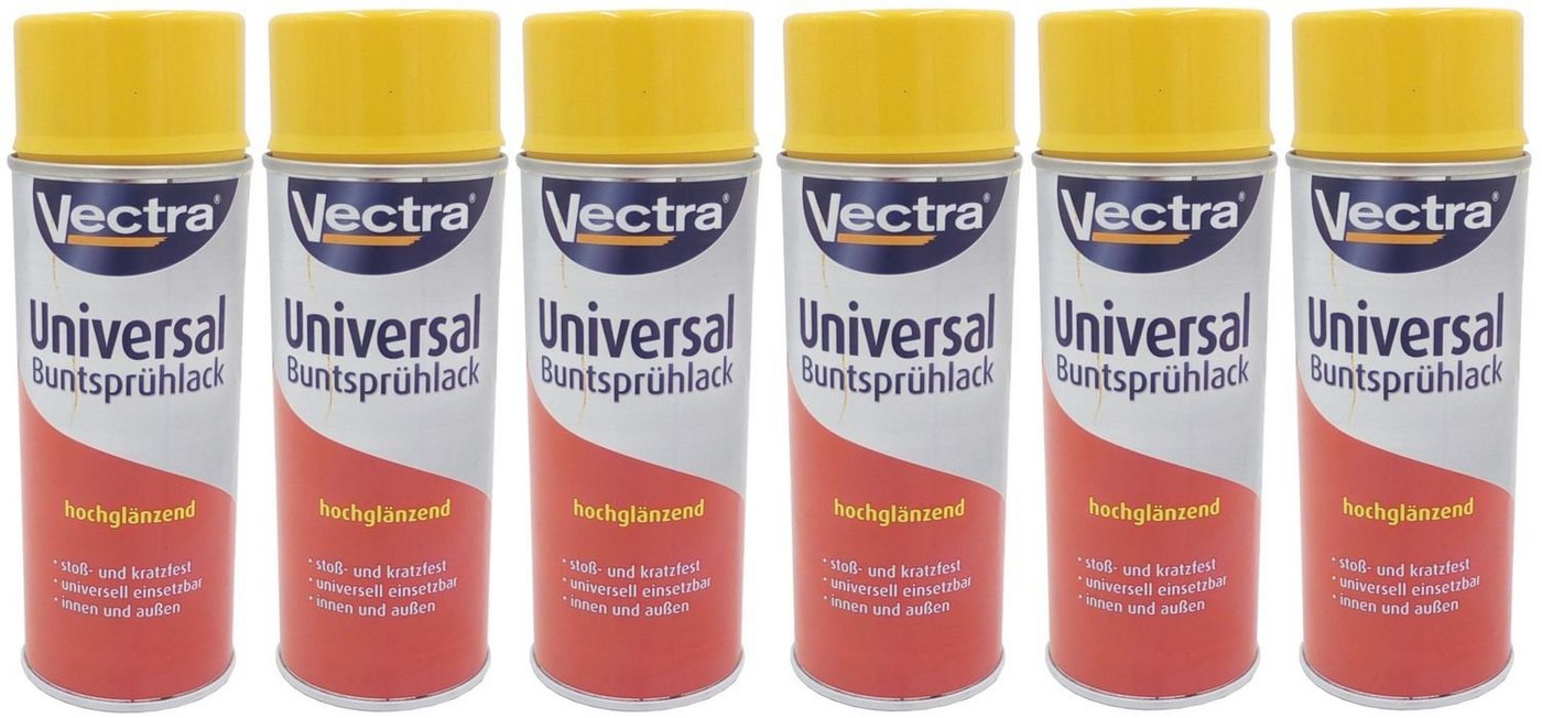 BURI Vollton- und Abtönfarbe 6x Vectra® Universal Sprühlack rapsgelb glänzend Lackspray 400ml Farbs von BURI