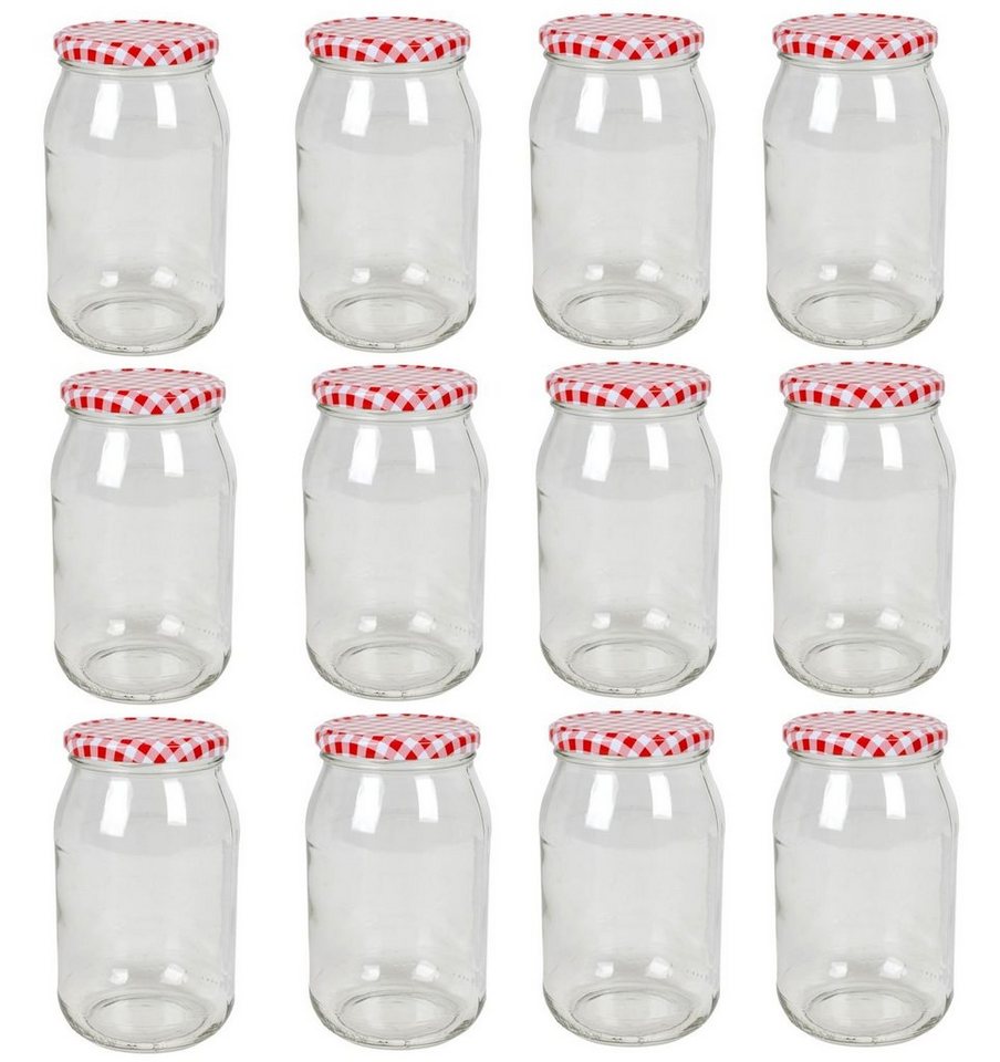 BURI Vorratsdose 12 x Einmachglas 900ml Vorratsglas Einweckglas Konserve Schraubdeckel, Glas von BURI