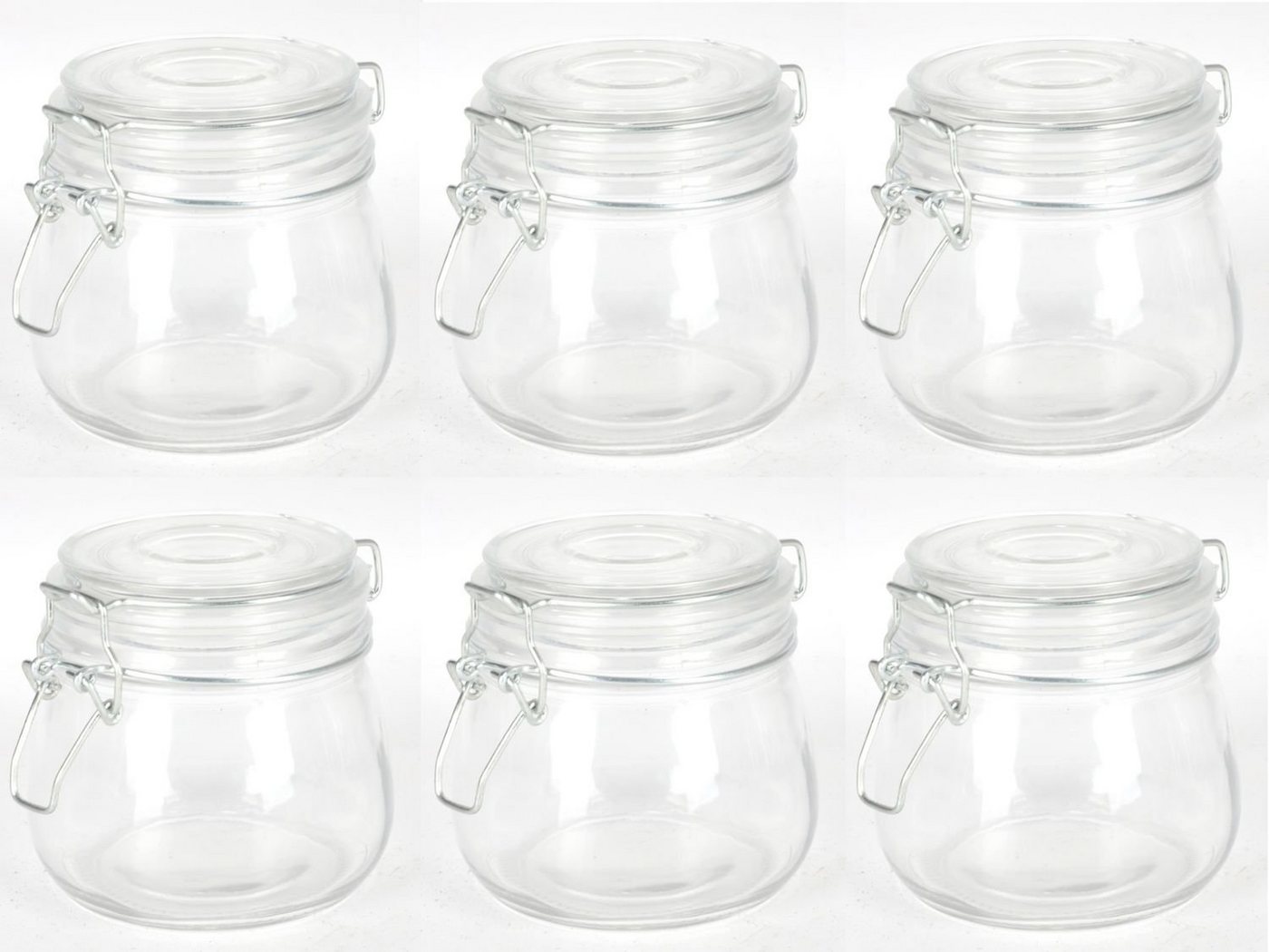 BURI Vorratsdose 6er-Set Drahtbügelglas 0,5L Einmachgläser Einweckglas Vorratsglas Marm, Glas von BURI