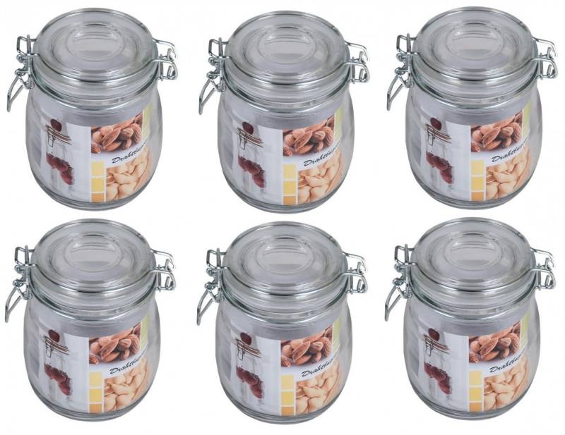 BURI Einmachglas 6x Drahtbügelglas 0,7 Liter Einmachgläser Einweckgläser Vorratsgläser, Glas von BURI