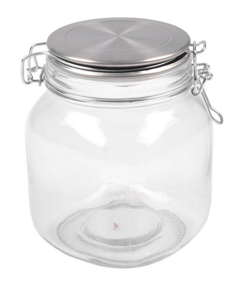 BURI Vorratsdose Drahtbügelglas 1L mit Edelstahl-Deckel Vorratsglas Aufbewahrungsglas V, Glas von BURI