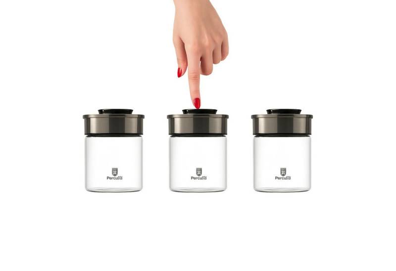 BURI Vorratsglas 3x Vakuum Vorratsdosen Glas 700ml Vorratsgläser Vakuumdeckel luftdicht, Glas von BURI