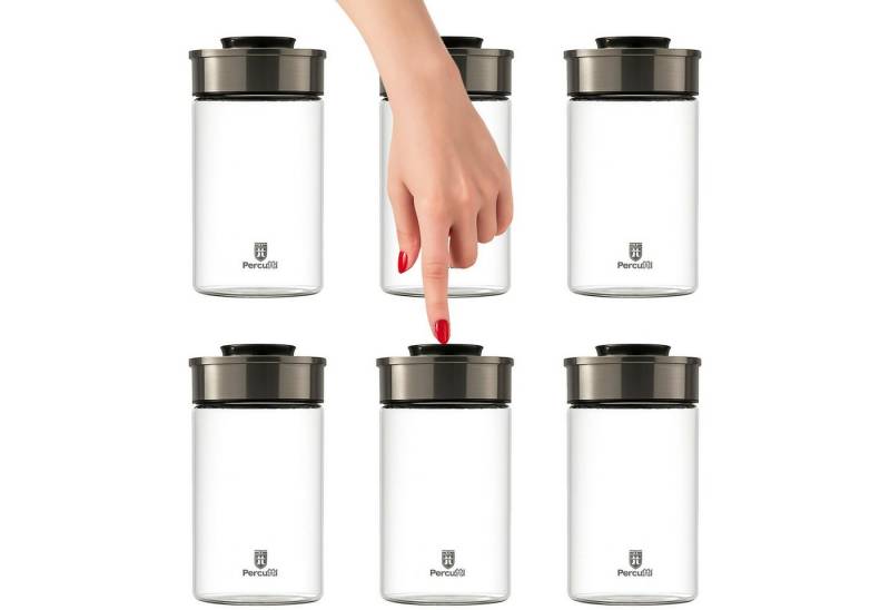 BURI Vorratsglas Vakuum Vorratsdosen 6er Set 1300ml Einmachgläser Vorratsgläser, Glas von BURI