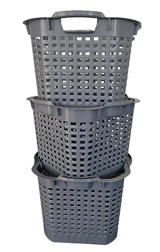BURI Wäschekorb Set Universalkorb vers Farben Stapelkörbe Gartenkörbe Korb robust, Farbe:dunkelgrau, Menge:3 Stück BURI Wäschekorb Set Universalkorb vers Farben Stapelkörbe Gartenkörbe Korb robust, Farbe:dunkelgrau, Menge:3 Stück von BURI