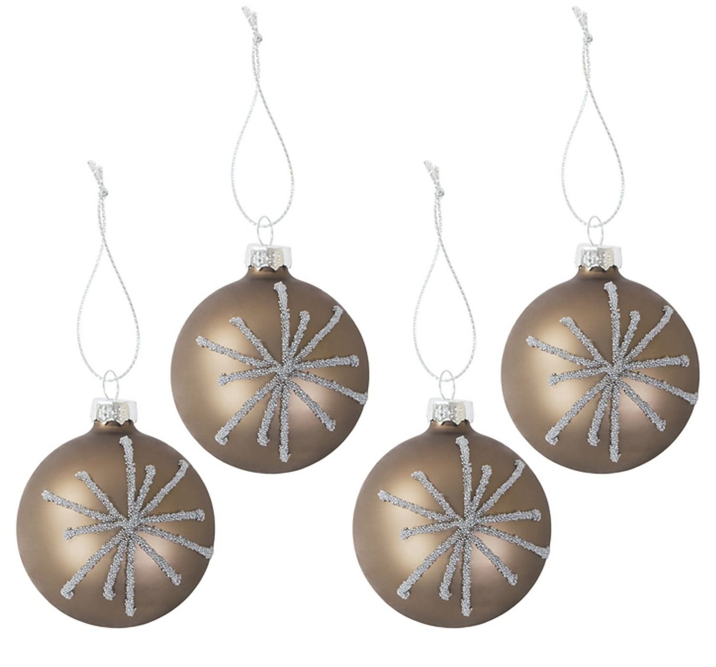 BURI Weihnachtsbaumkugel Glas-Christbaumkugeln Perla 4er-Set Weihnachtsbaumkugeln Tannenbaumsch (4 St) von BURI