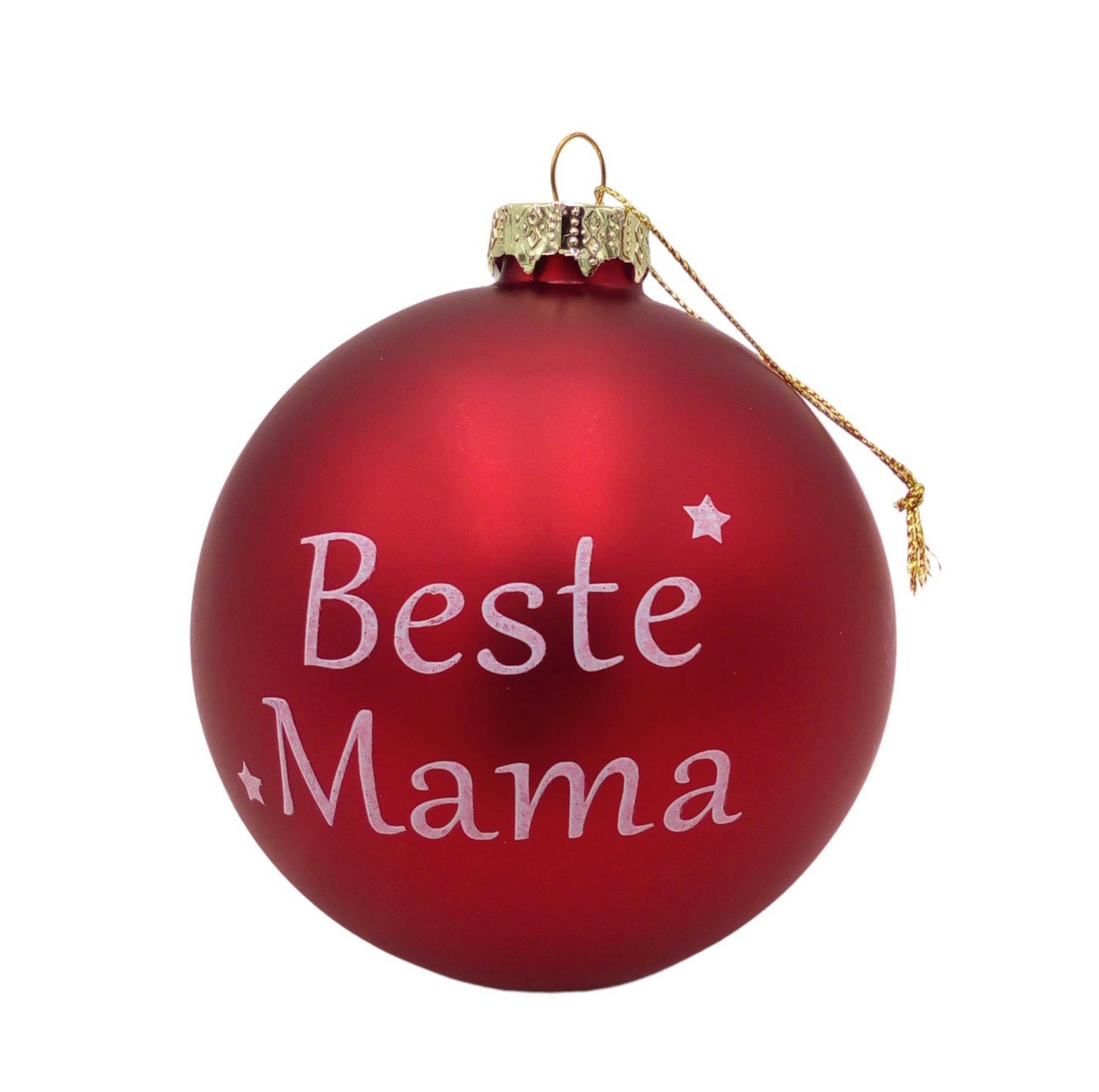 BURI Weihnachtsbaumkugel Glas-Weihnachtsbaumkugeln rot mit Spruch 10cm Christbaumschmuck Deko von BURI