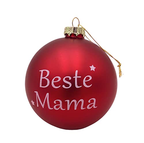 BURI Weihnachtsbaumkugeln Glas Beste Mama Baumkugel mit Spruch ∅ 10cm - Christbaumkugel Mutter Christbaumschmuck persönliche Weihnachtskugeln in rot mit Schriftzug BURI Weihnachtsbaumkugeln Glas Beste Mama Baumkugel mit Spruch ∅ 10cm - Christbaumkugel Mutter Christbaumschmuck persönliche Weihnachtskugeln in rot mit Schriftzug von BURI