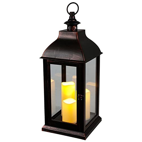 BURI XXL Laterne Vintage Windlicht schwarz mit 3 LED-Kerzen Flackereffekt - Laterne Kerzenhalter 60cm Dekolaterne groß mit Glasscheiben und Timer für den Innenbreich BURI XXL Laterne Vintage Windlicht schwarz mit 3 LED-Kerzen Flackereffekt - Laterne Kerzenhalter 60cm Dekolaterne groß mit Glasscheiben und Timer für den Innenbreich von BURI