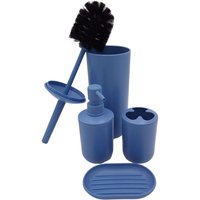 Badezimmer-Set in blau Toilettenbürste Seifenspender Zahnputzbecher Seifenschale von BURI