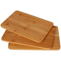 3er Set Frühstücksbrettchen aus Bambus Holz Schneidebrett Küchenbrett Holzbrett 22x14x0,8 cm - Holzbrettchen Set robust und leicht zu pflegen von BURI