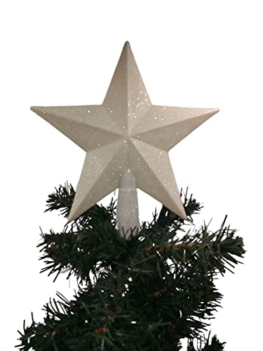 BURI Baumspitze Weiß Stern - Christbaumspitze Baumspitze 19cm hoch Spitze Glitzer Aufstecker für Tannenbaum Tannenbaumspitze Weihnachtsbaum Weihnachten von BURI