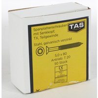 Buri - 12x tas Spanplattenschrauben 50 Stück 5x80mm tx Teilgewinde Senkkopf Holz Bauen von BURI