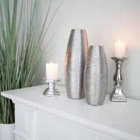 6x Keramik Vasen Silber Dekoration Tisch Blumen Pflanzen Gefäß Strauß h 24 cm von BURI