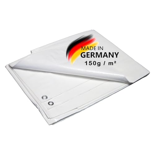 Abdeckplane | Gewebeplane | Schutzplane | Bootsplane | Zeltunterlage für Camping | Garten | wasserdichte Plane mit Ösen | 150 g/m², Weiß, Größe: 10 x 12 m Abdeckplane | Gewebeplane | Schutzplane | Bootsplane | Zeltunterlage für Camping | Garten | wasserdichte Plane mit Ösen | 150 g/m², Weiß, Größe: 10 x 12 m von BURI