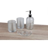 Badezimmer-Set aus Glas Seifenspender Seifenschale Zahnputzbecher Badaccessoires von BURI