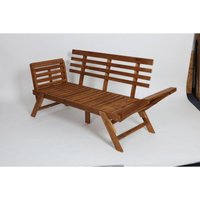 Gartenbank 196x70x75cm Klappbar Akazienholz Liege Sofa Park Sitzen Gartenmöbel von BURI